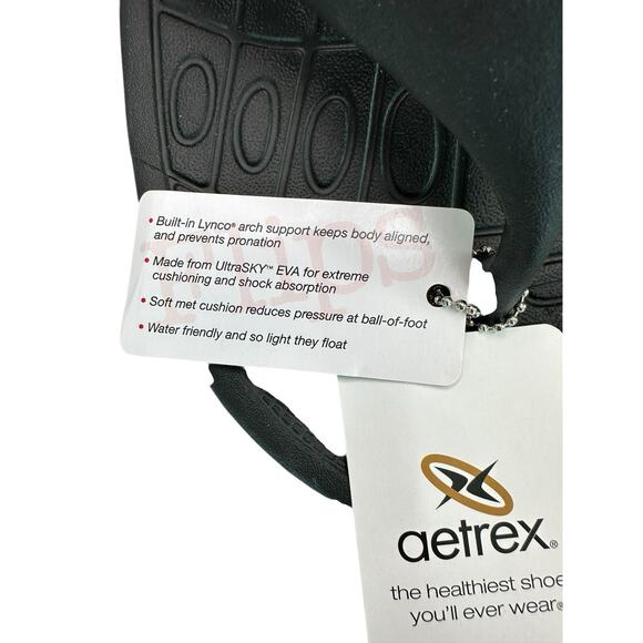 Aetrex Lynco Flips Maui Men’s Black Flip Flops Thongs Size US 12 Sandals New - Picture 6 of 7